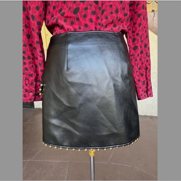 $425 JONATHAN SIMKHAI "Clayton" Studded Vegan Leather Mini Skirt NWOT/sz M - Picture 14 of 16